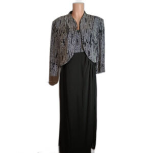 R & M Richards Elegant Black and Silver Women's Dress Set Size 22W